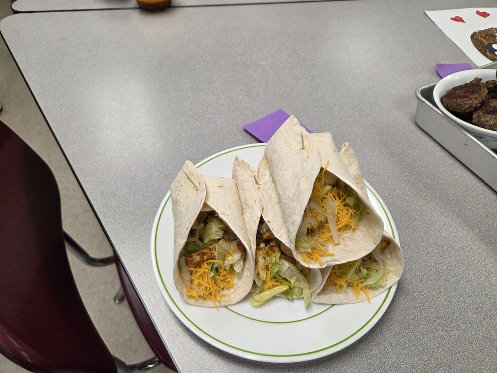 A plate with chicken wraps.