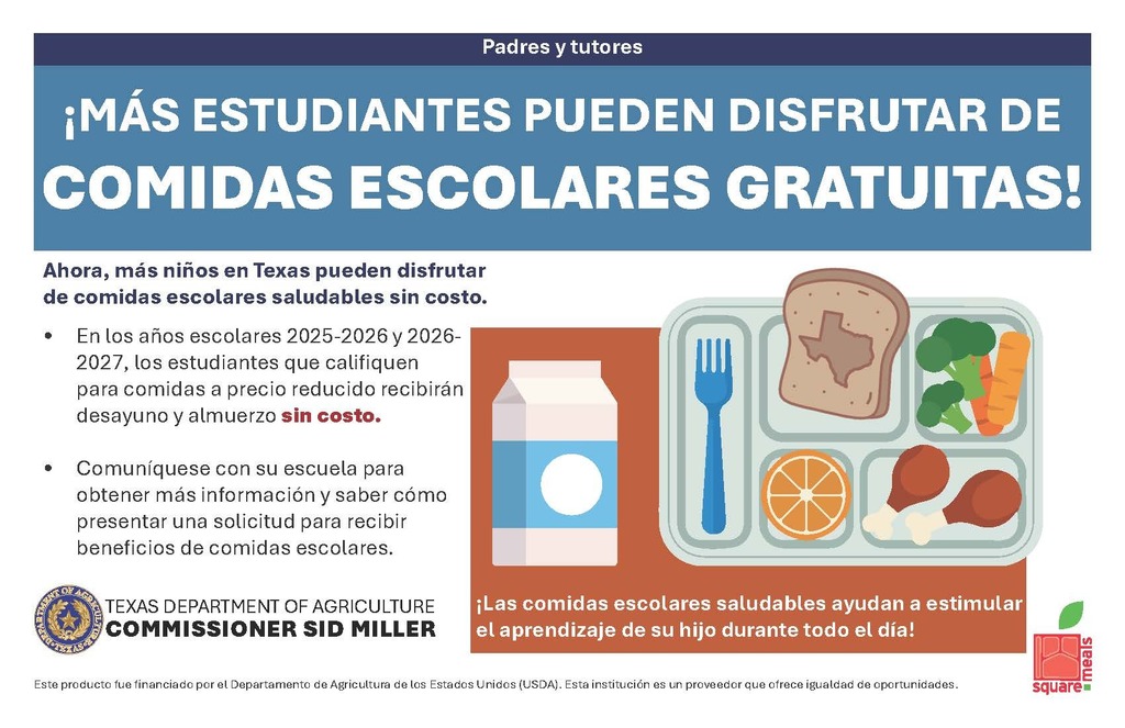 More Students can enjoy FREE School Meals (Spanish)