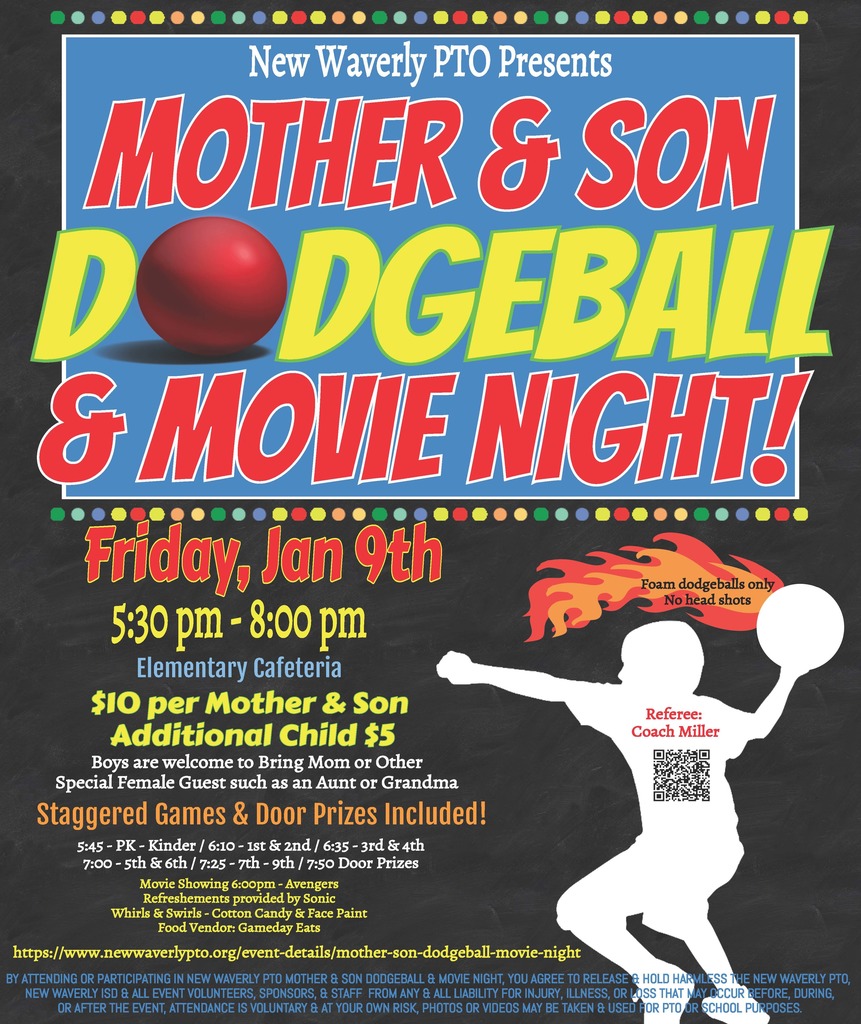 New Waverly PTO Mother and Son Dodgeball and Movie Night