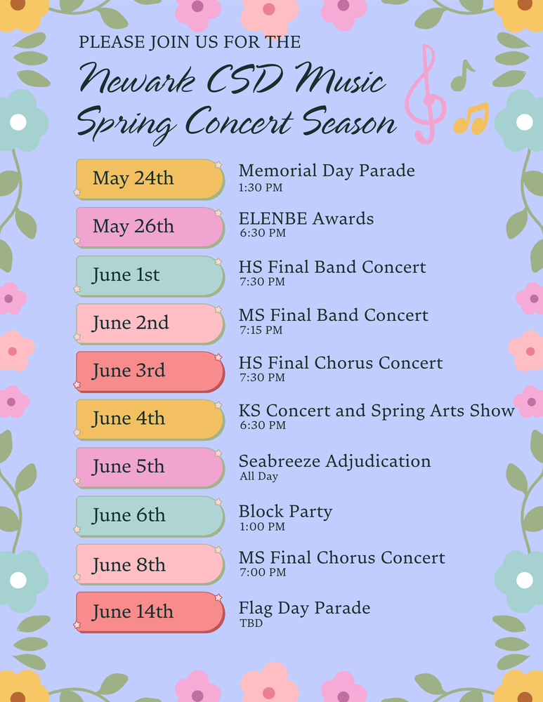Newark CSD Music spring concert season