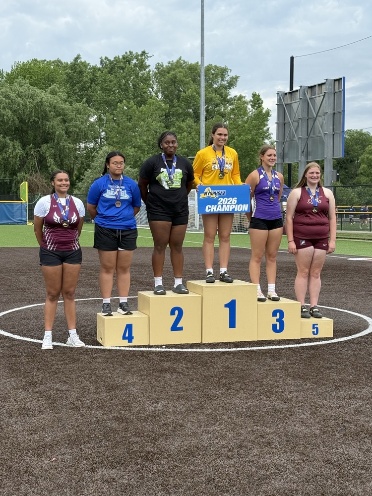 Pictured: podium winners for state shot put track and field