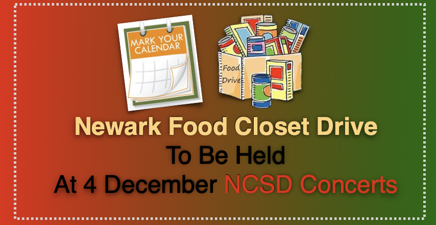 Newark Food closet drive to be held at 4 december NCSD concerts