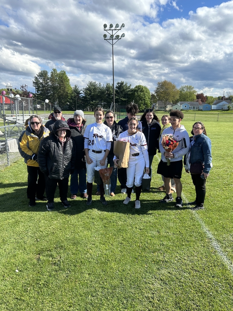 pictured: Varisty girls softball seniors and their families