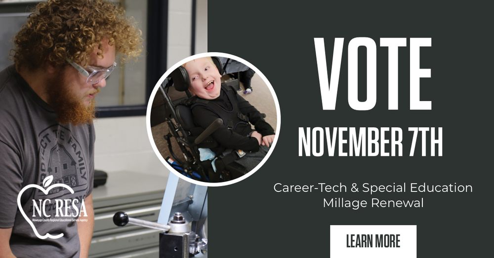 a graphic that reads "VOTE November 7th: Career-Tech & Special Education Millage Renewal"