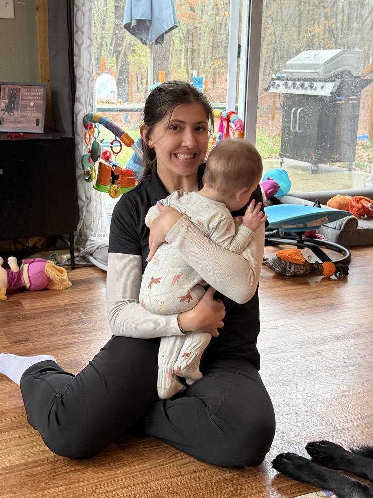 Comforting and snuggling a baby