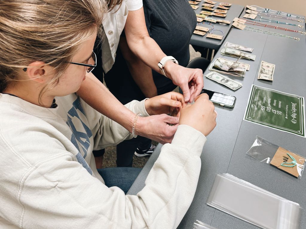 student packaging a purchase