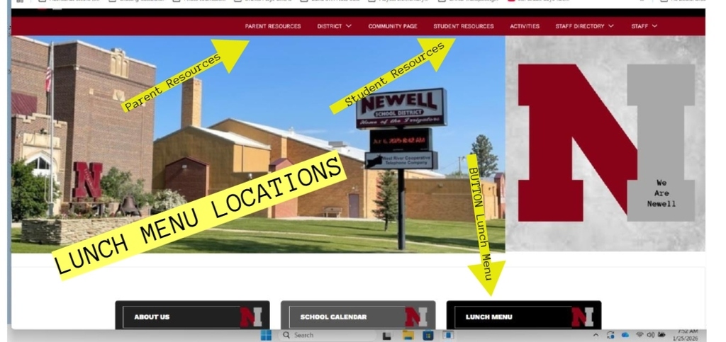 Lunch Menu location information