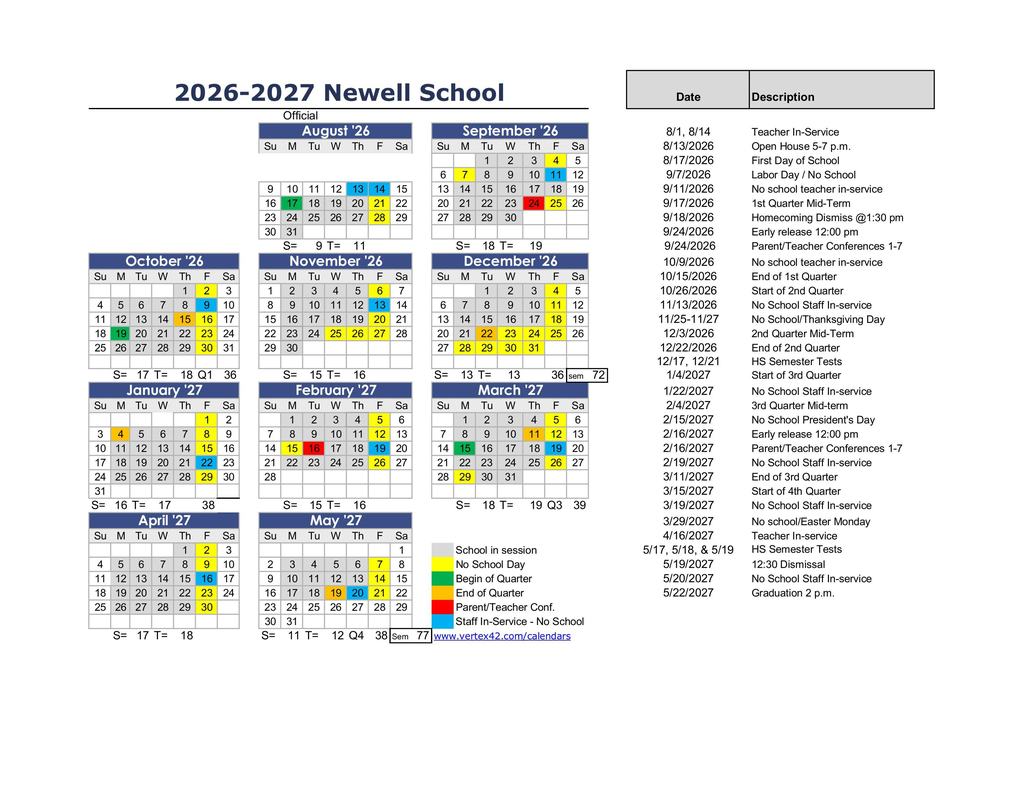 2026 2027 School Year Calendar