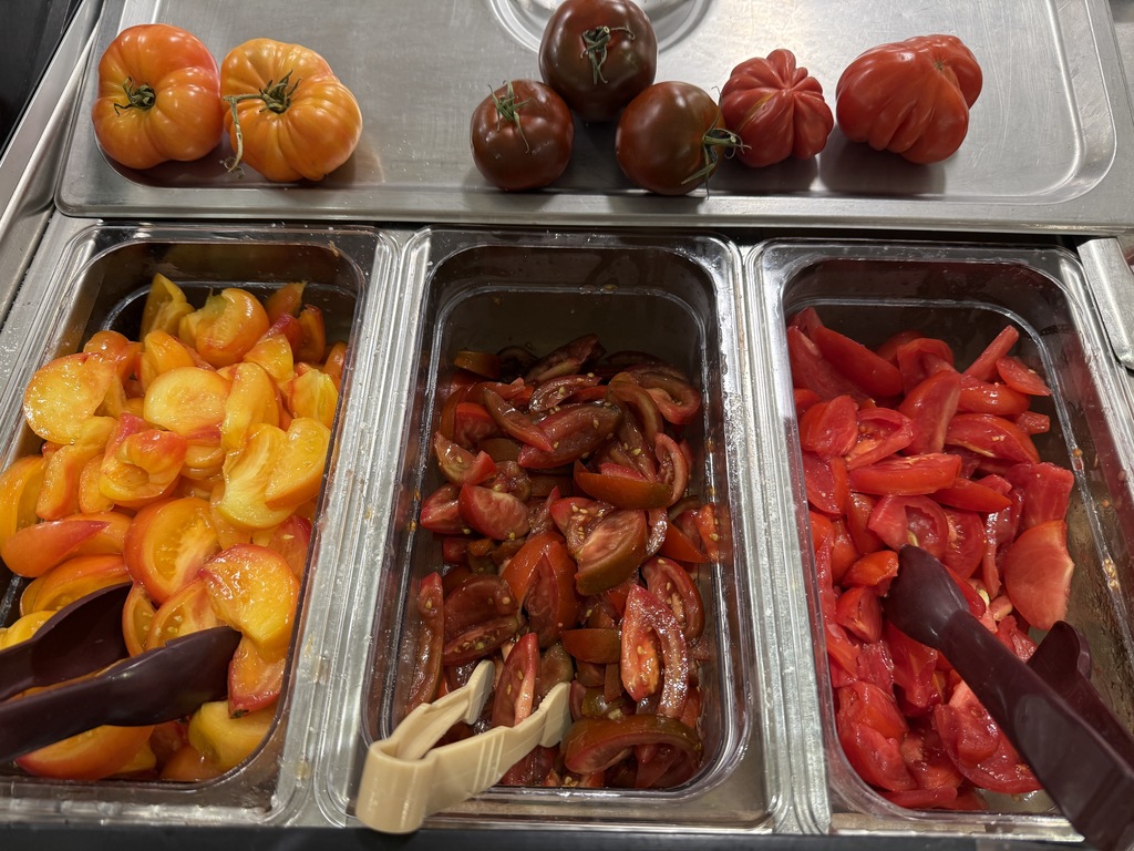tomatoes on the salad bar from our garden