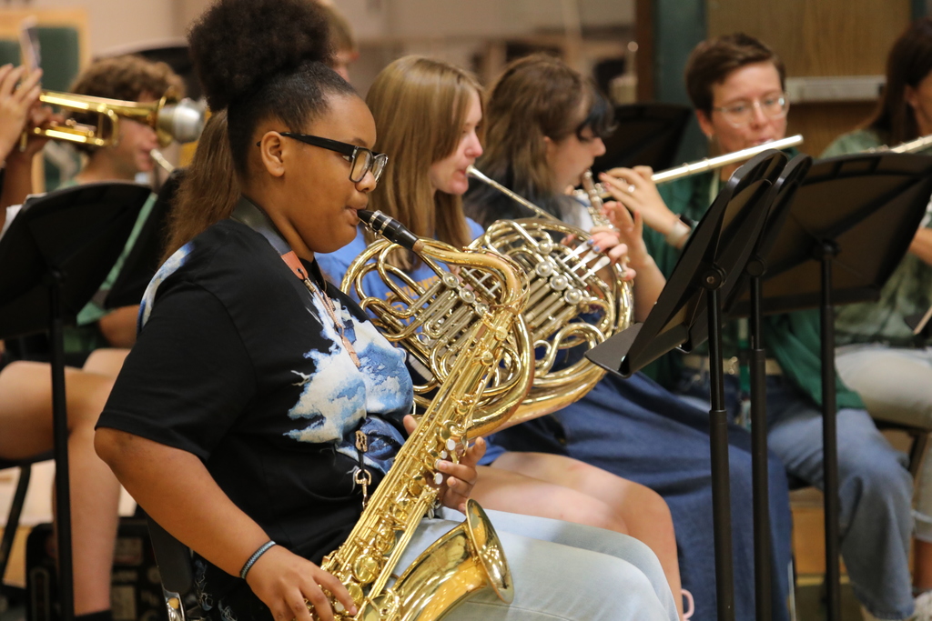 A student playing a saxophone 