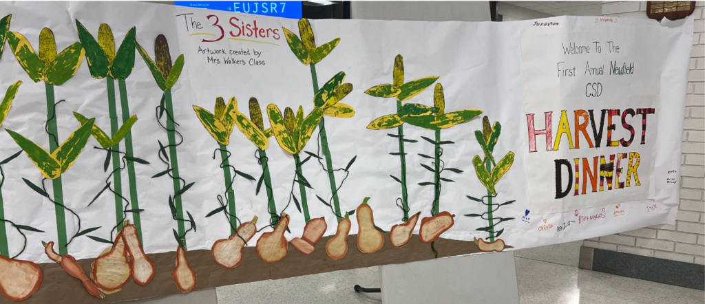 harvest dinner banner with root vegetables