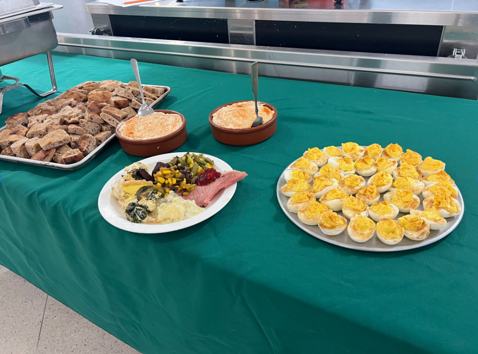 table of food at harvest dinner