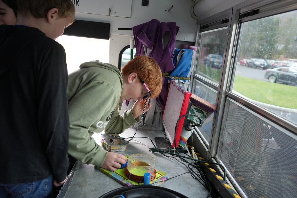 student shocked by the physics interactive station