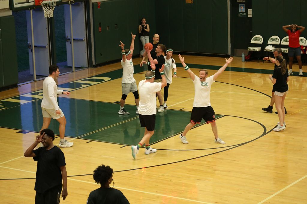 the elementary school team starts celebrating their victory