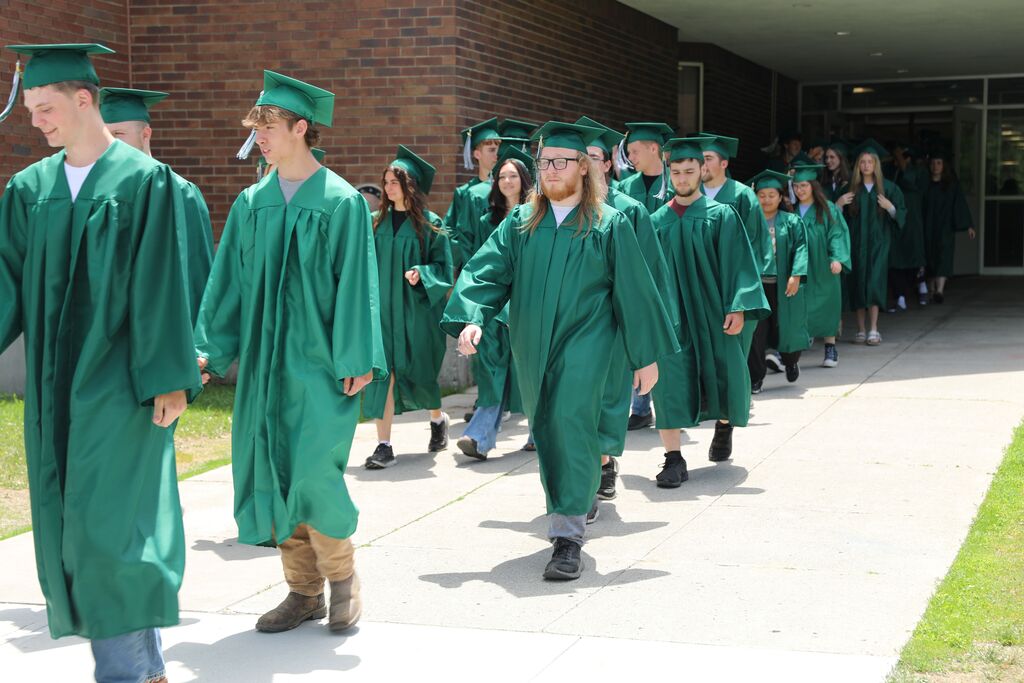 seniors walking out of the high school