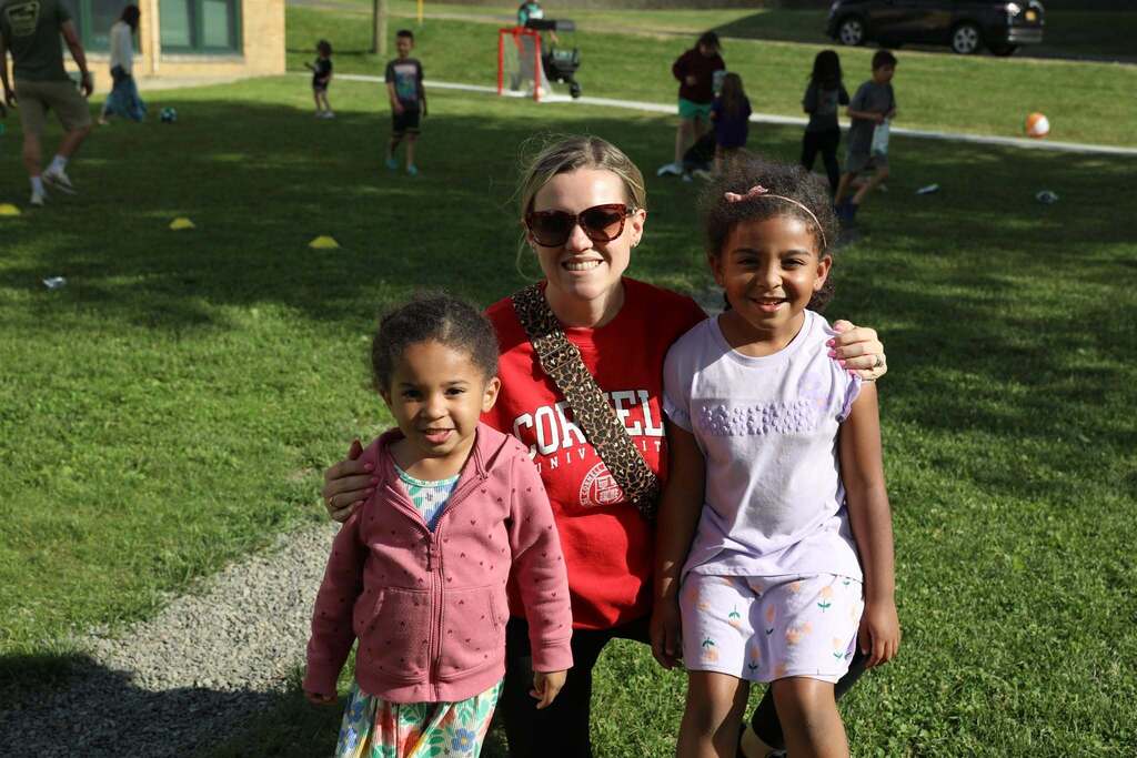 a family posing for a photo