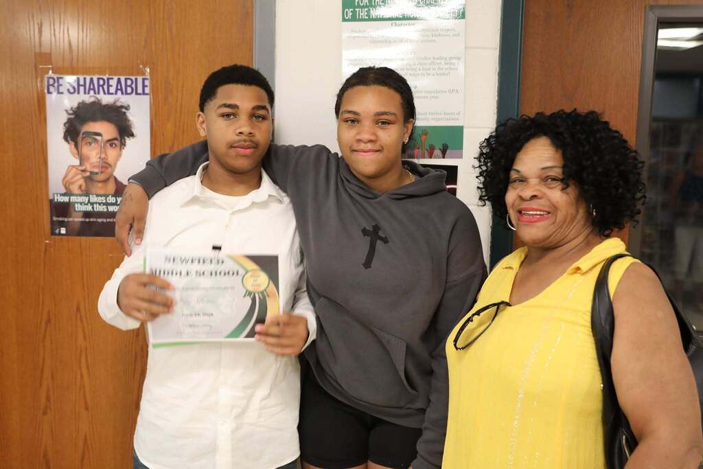 a family posing for the camera