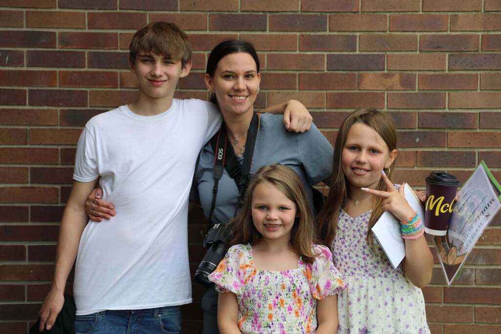 A family posing for a camera