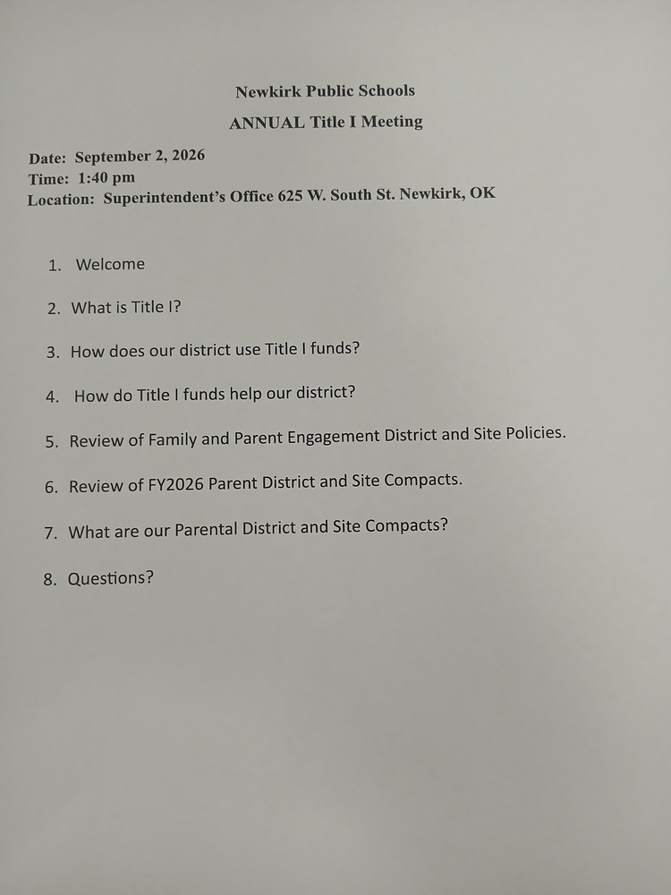FY27 ANNUAL TITLE 1 MEETING