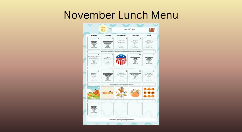 November Lunch Menu