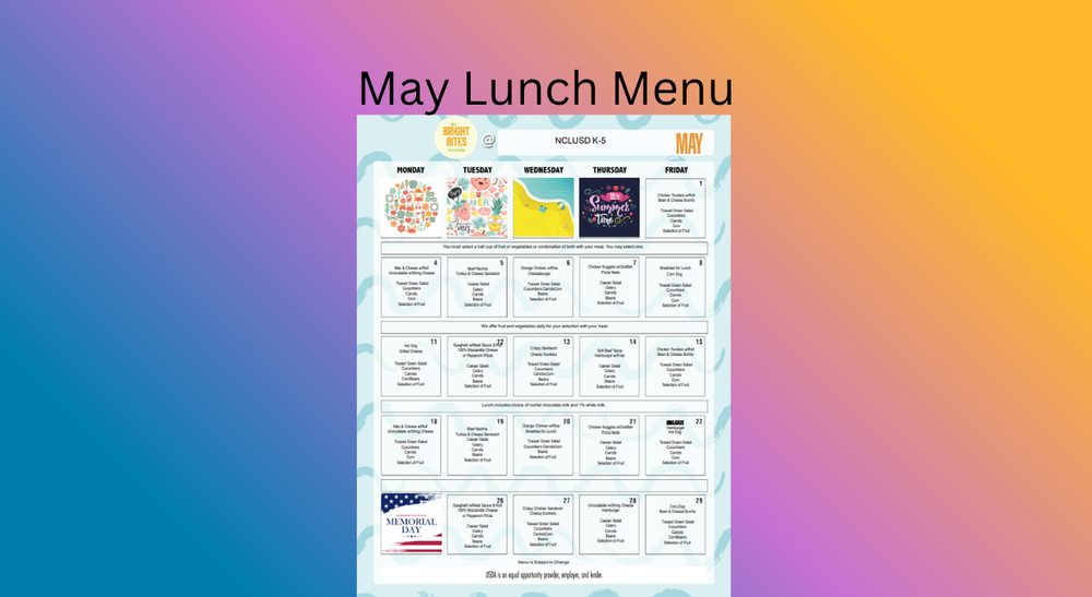 May Lunch Menu