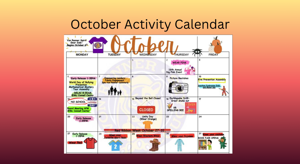 October Activity Calendar