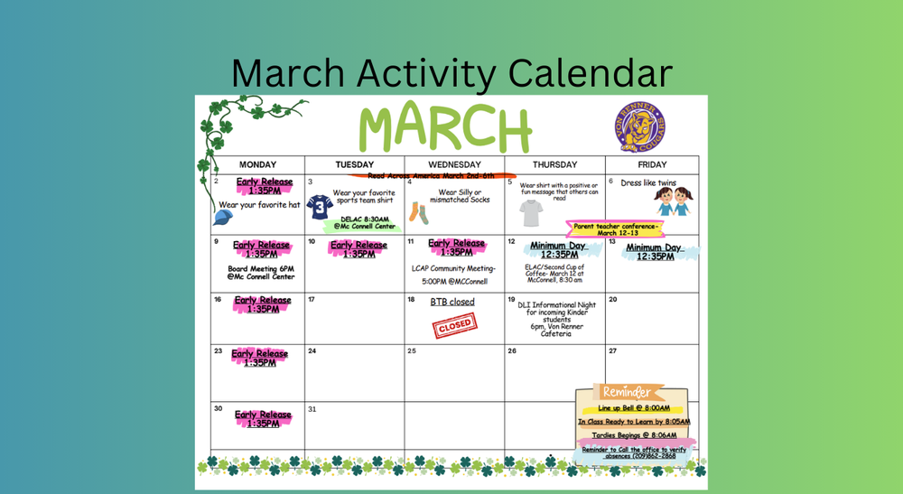 March Activity Calendar