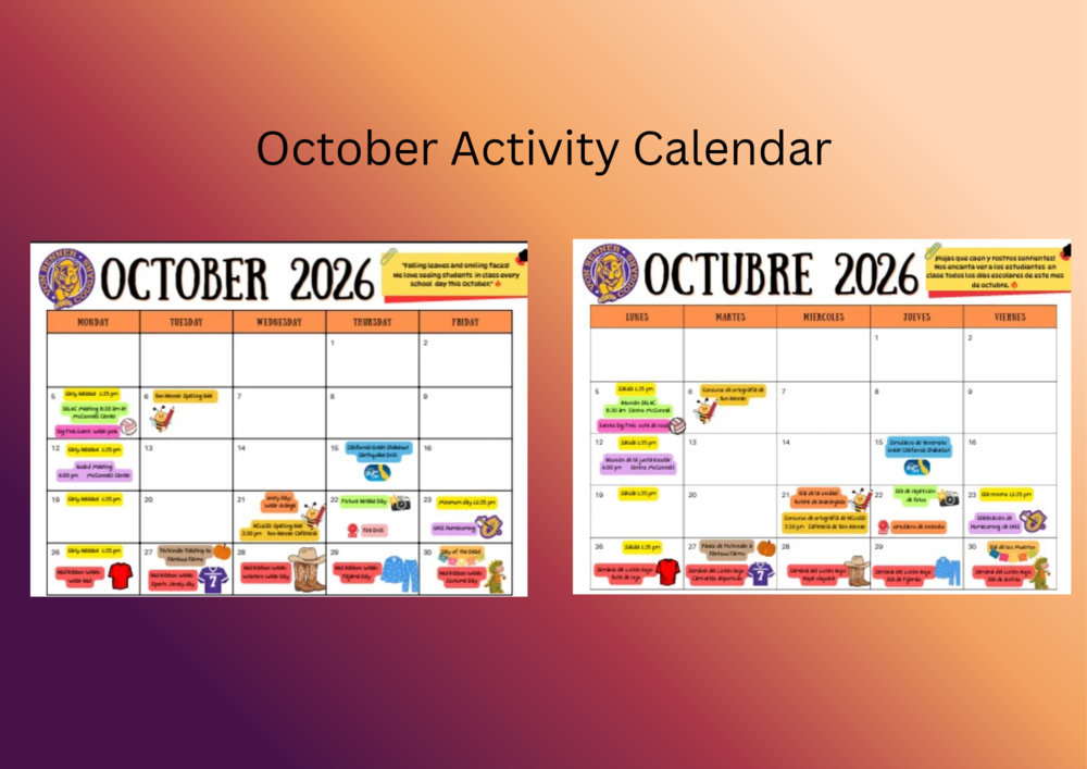 October Activity Calendar