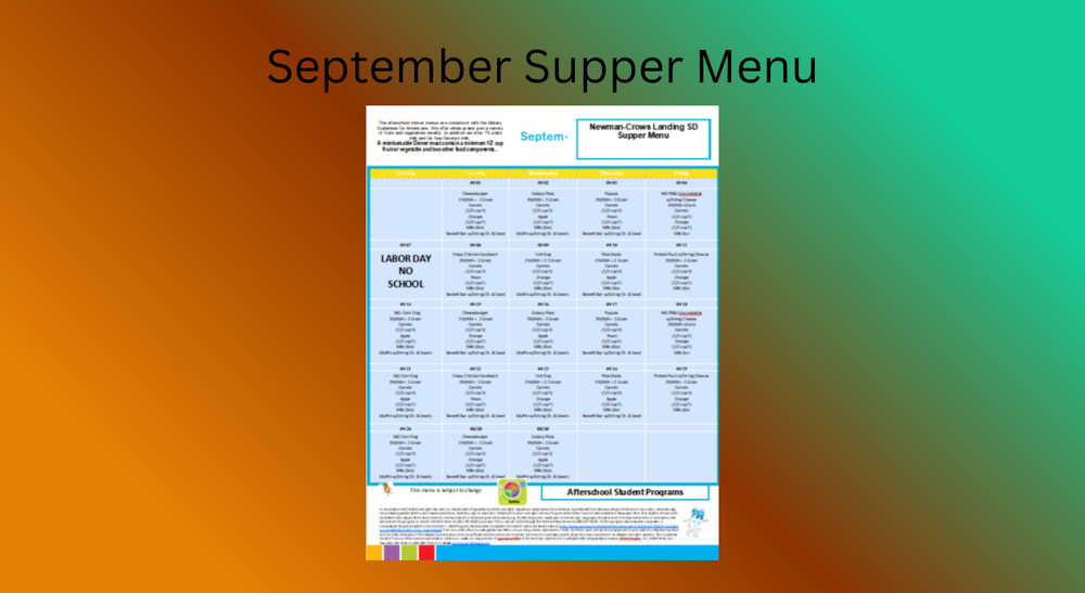September Supper Menu