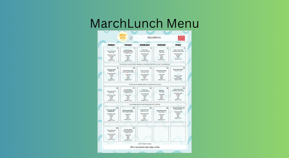 March Lunch Menu