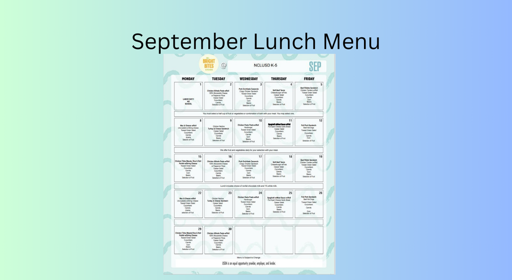 September Lunch Menu