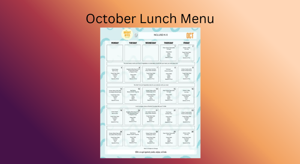 October Lunch Menu