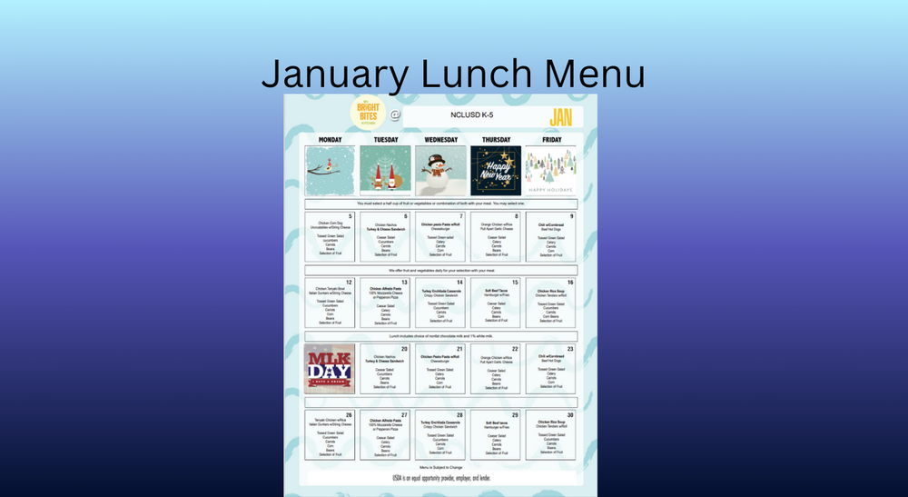 January Lunch Menu