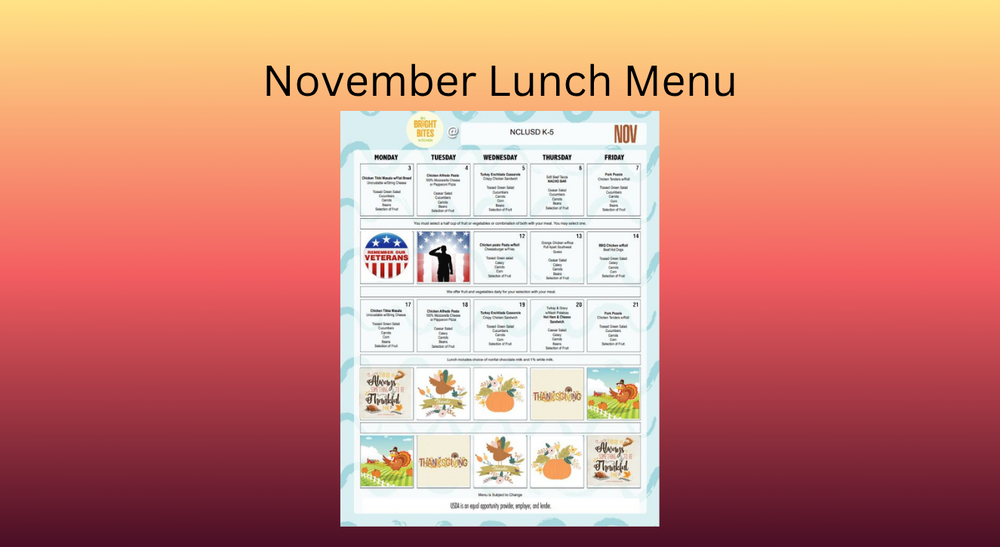 November Lunch Menu