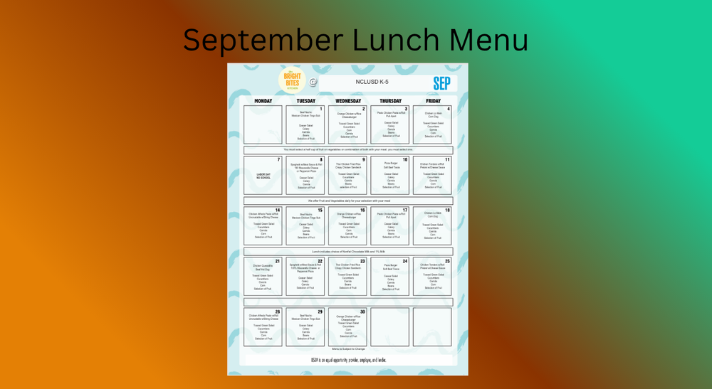 September Lunch Menu
