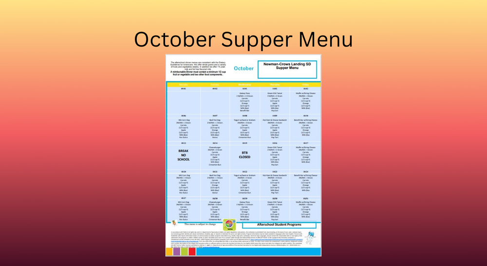 October Supper Menu