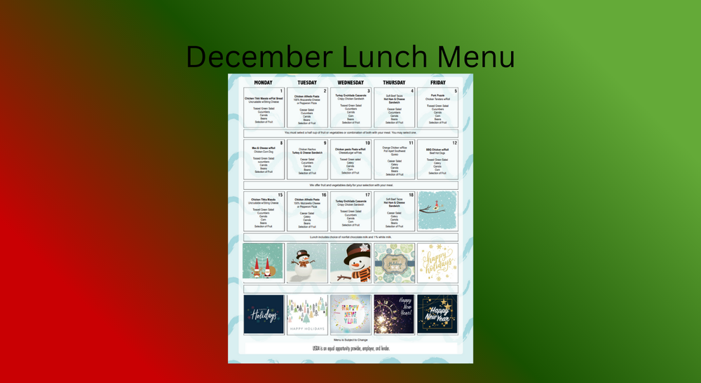 December Lunch Menu