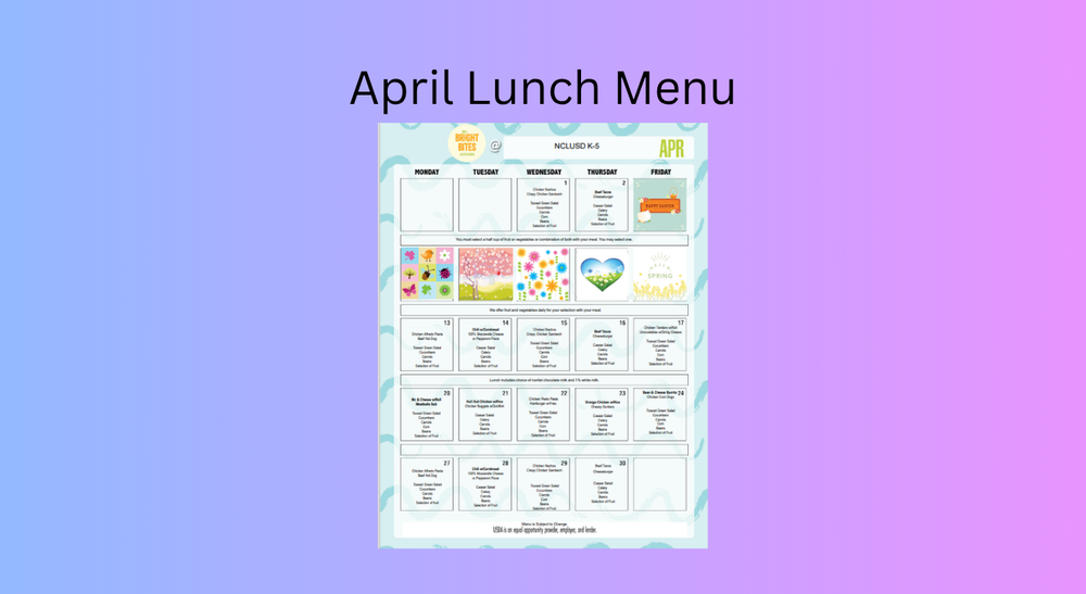 April Lunch Menu