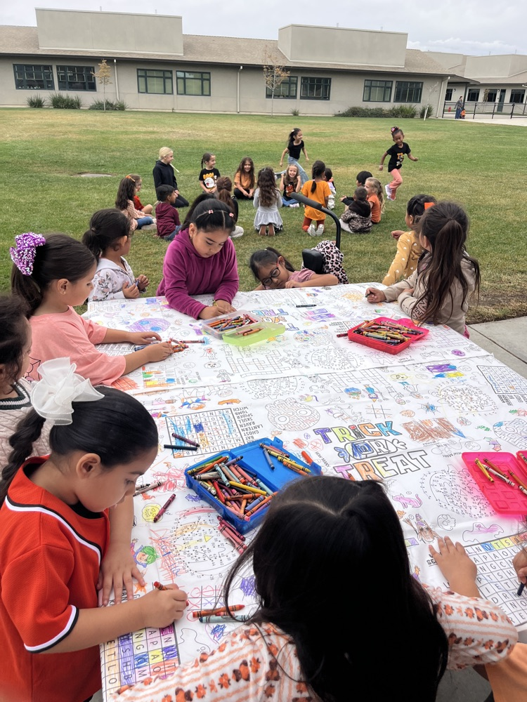 Kids doing unity day activities.