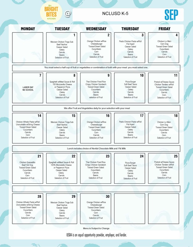 image of September Lunch Menu