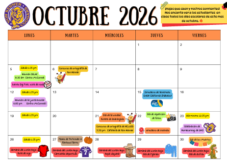 October Activity Calendar SP