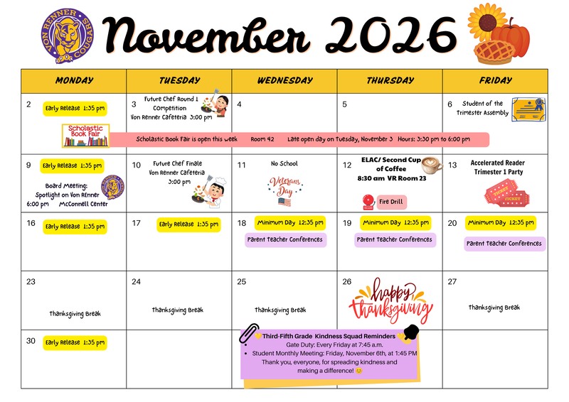 November Activity Calendar SP