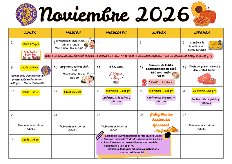 November Activity Calendar