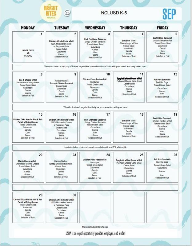 September Lunch Menu