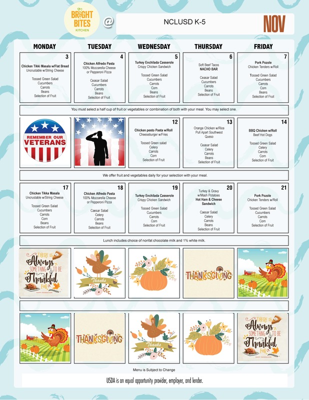 image of November Lunch Menu