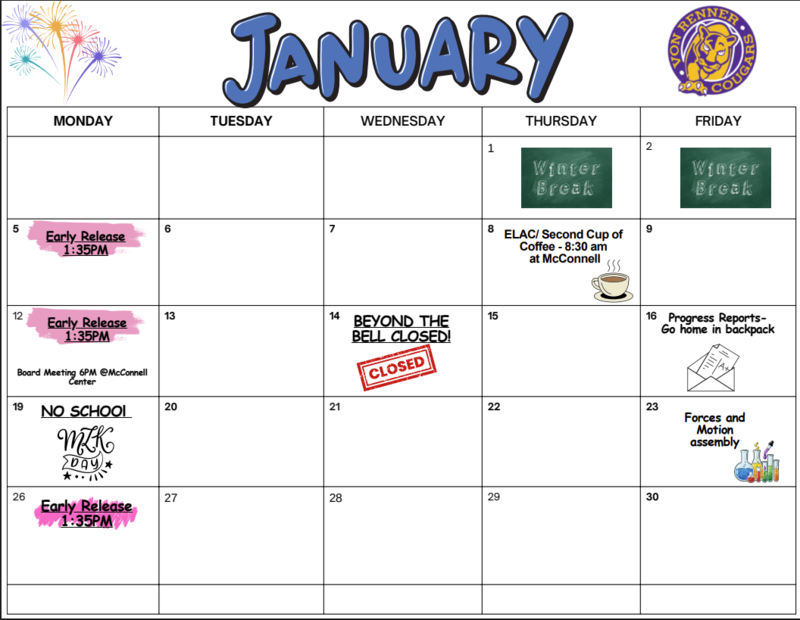 January Activity Calendar