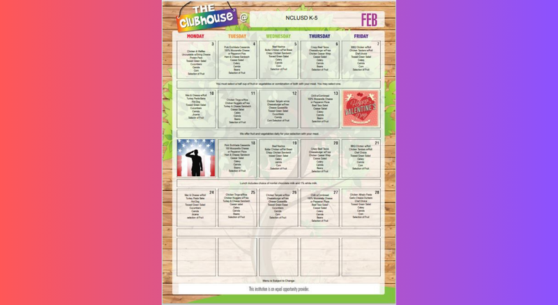 February Lunch Menu