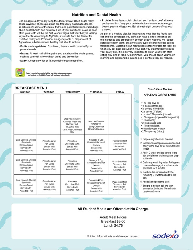 May lunch menu