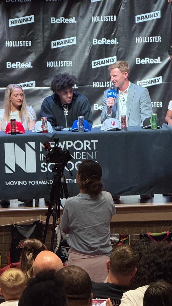 Taylen Kinney at his college announcement.