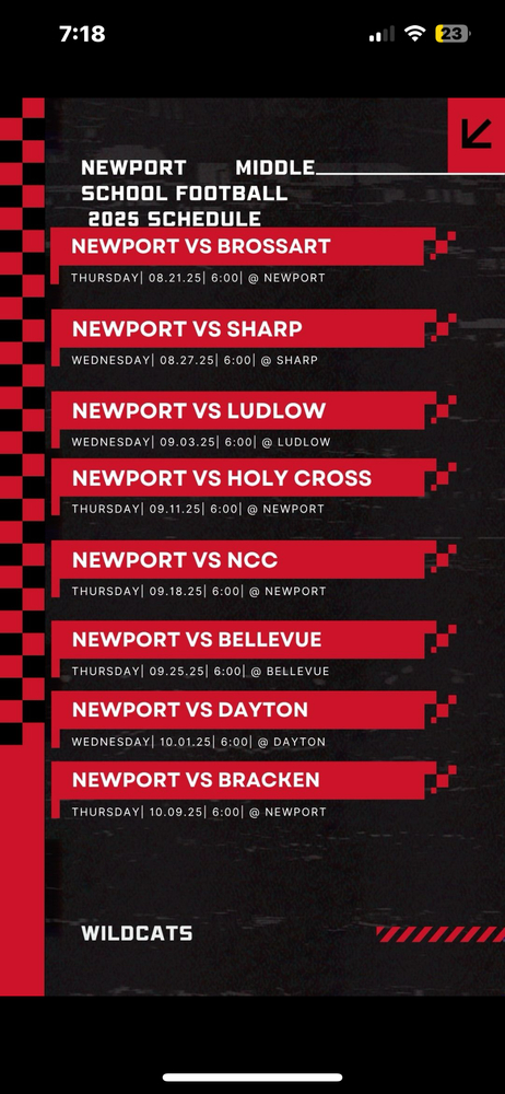 Newport Middle School Football Schedule